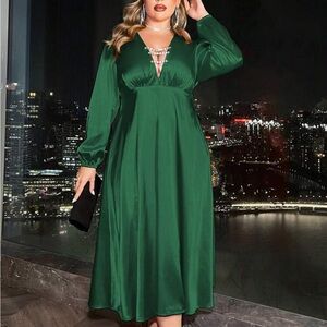 SHEIN green Long Sleeve Dress